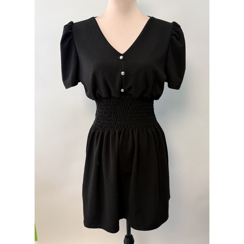 Y2K Babydoll Dress Smocked Black‎ Mini Womens 4 Dark Fairy Whimsigoth